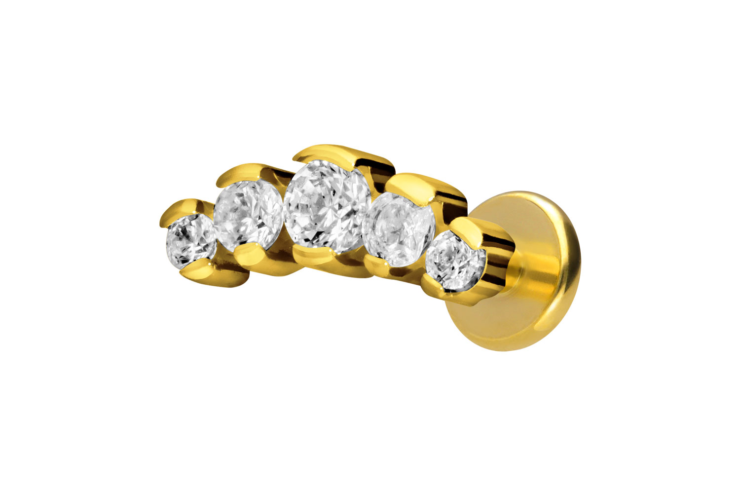 Titan Labret Piercing mit Innengewinde 5 EINGEFASSTE KRISTALLE